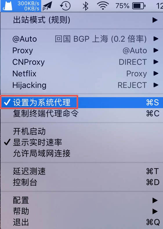clashX设为系统代理