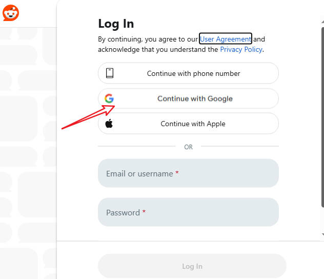 使用谷歌账号登录reddit