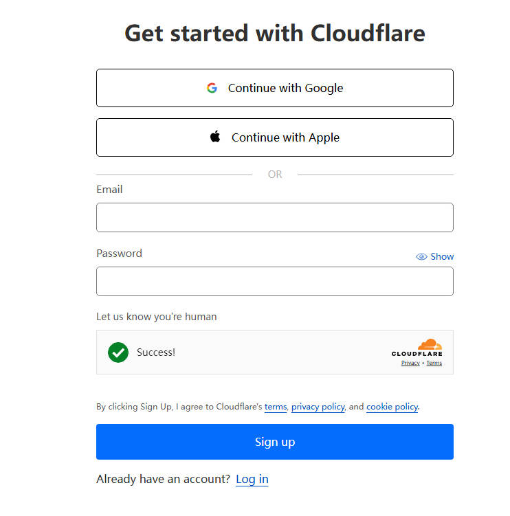 注册cloudflare账户