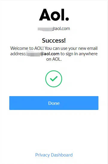 aol邮箱注册完成